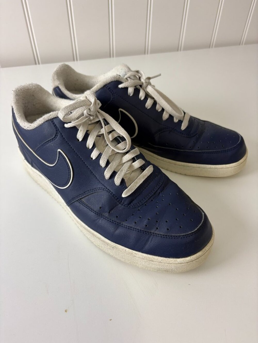 Nike Court Vision Low Leather Mens 13 Athletic Shoes Midnight Navy Sneakers